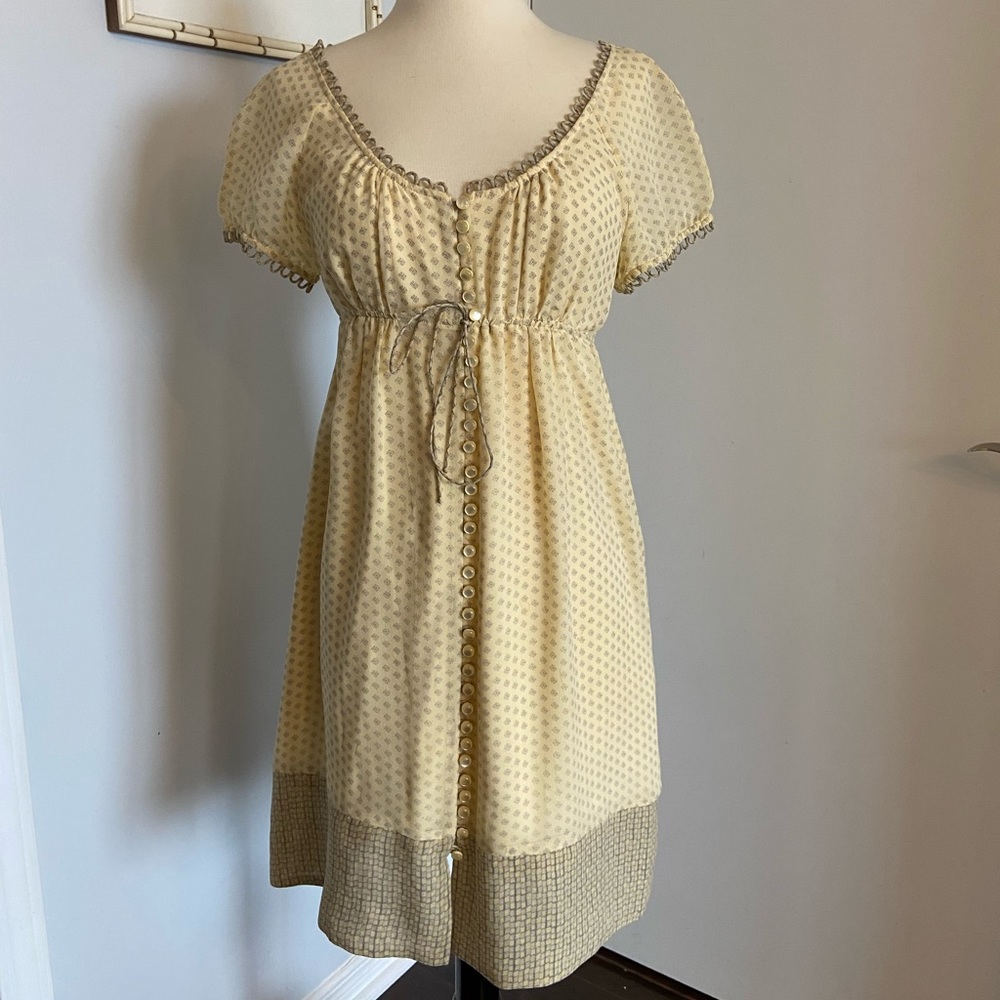 100% Silk Y2K Kensie Babydoll Yellow Dress - Picture 7 of 7